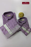 Father Son Combo Japan Silk Dhoti Set - Dark Lavender