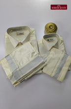 Father Son Combo Japan Silk Dhoti Set - Off White
