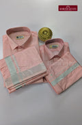Father Son Combo Japan Silk Dhoti Set - Pink