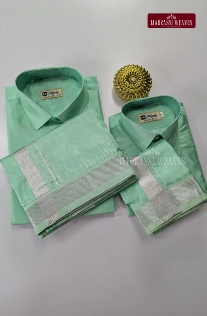 Father Son Combo Japan Silk Dhoti Set - Rexona