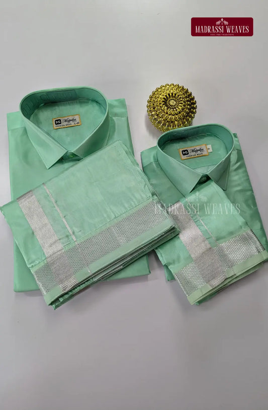 Father Son Combo Japan Silk Dhoti Set - Rexona