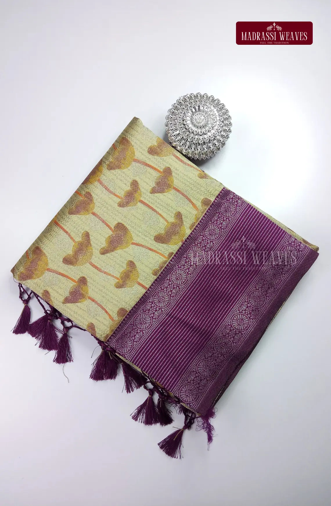 Floral Printed Soft Kathan Tussar Silk Saree