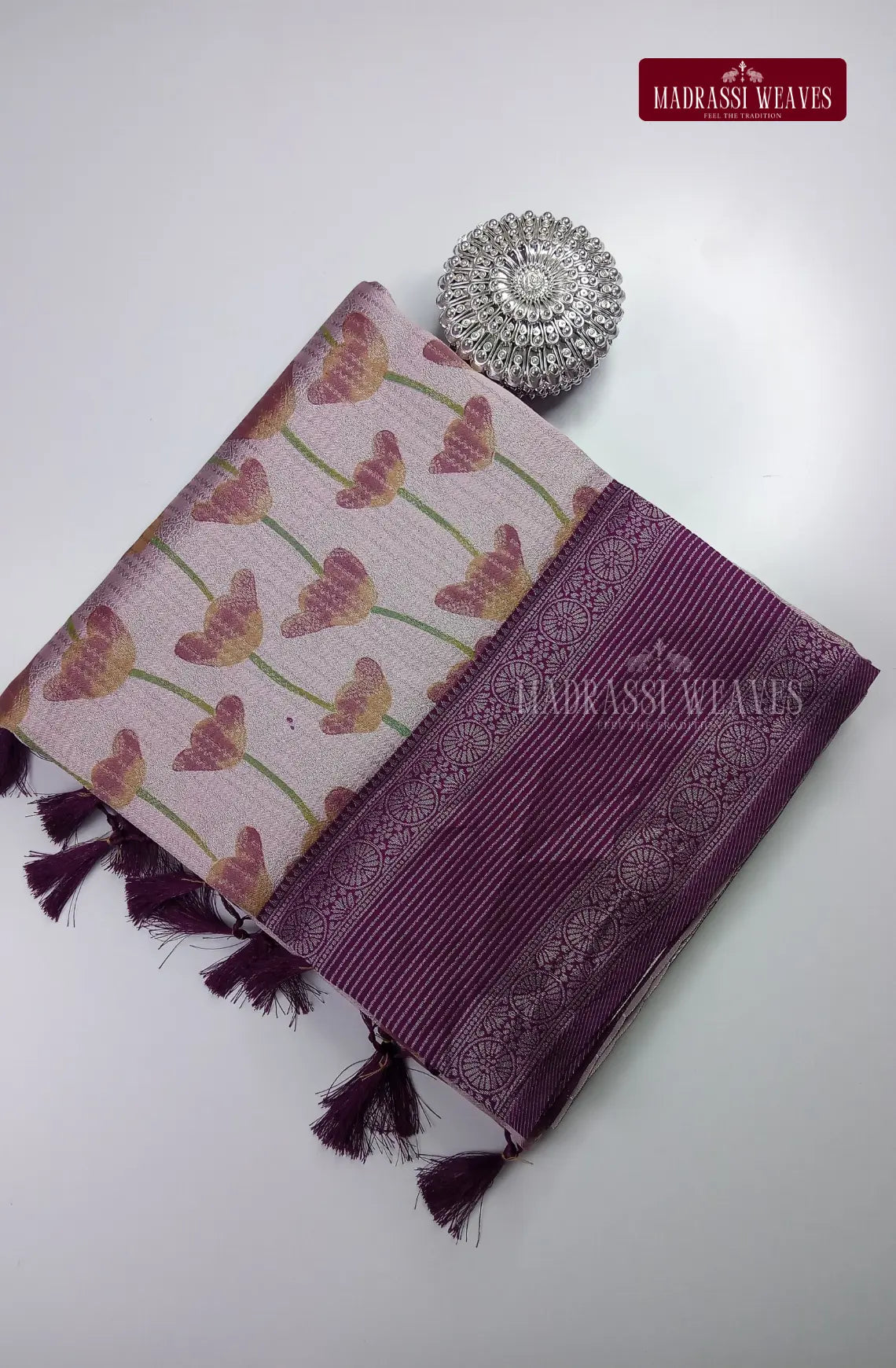 Floral Printed Soft Kathan Tussar Silk Sareee