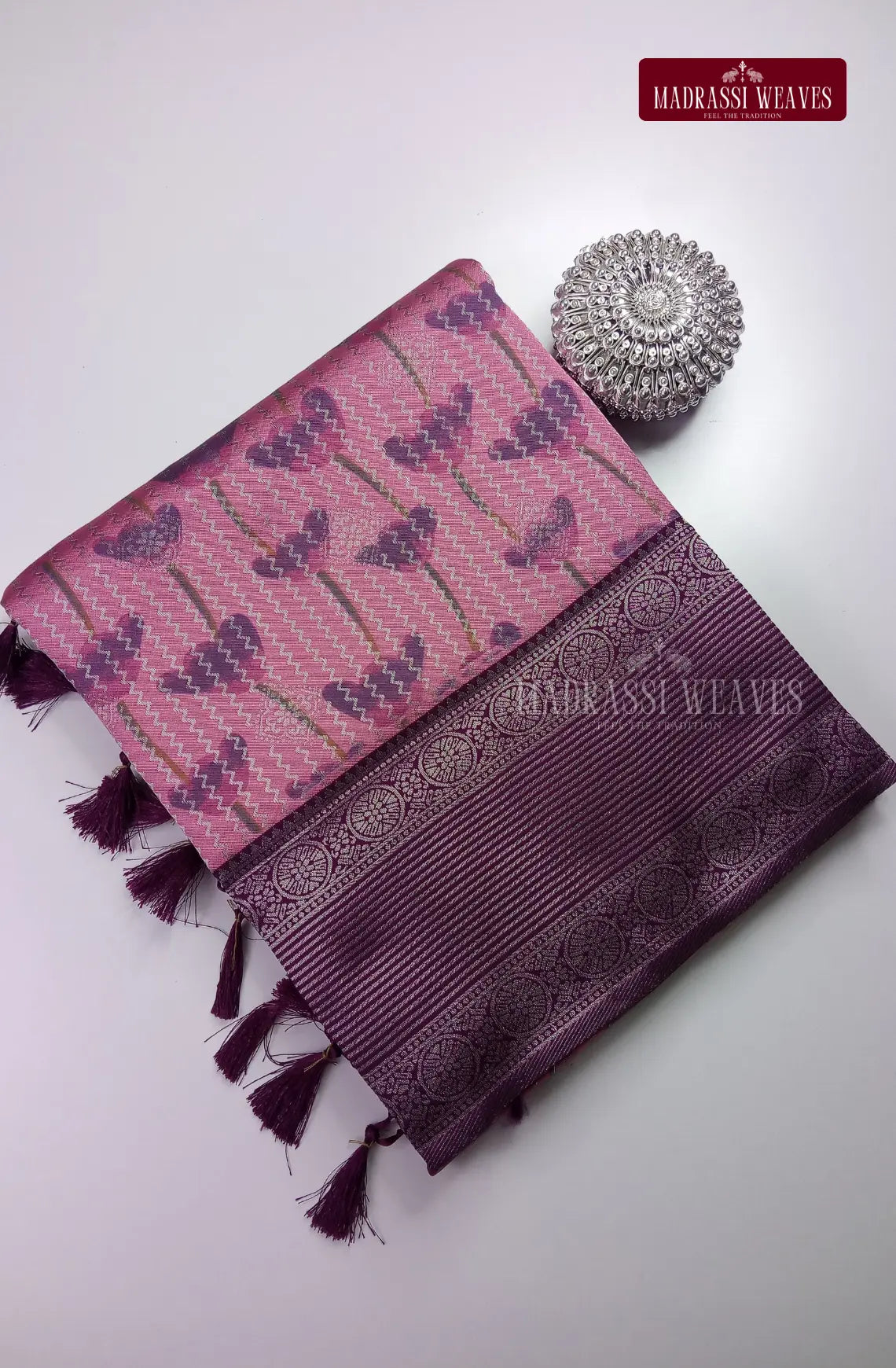 Floral Printed Soft Kathan Tussar Silk Sareee