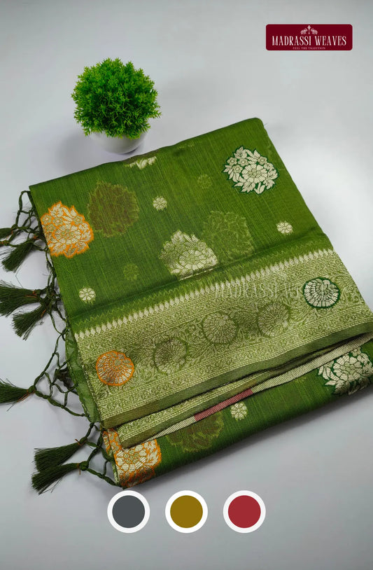 Functional Wear Meena Work Cotton Blend Saree