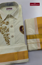 Luxury Aari Work Wedding Silk Dhoti Set (HandCrafted) -(DESPATCH TIME 15 DAYS)- Off White