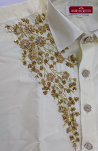 Luxury Aari Work Wedding Silk Dhoti Set (HandCrafted) -(DESPATCH TIME 15 DAYS)- Off White