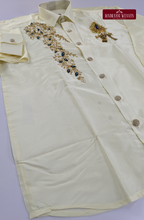 Luxury Aari Work Wedding Silk Dhoti Set (HandCrafted) -(DESPATCH TIME 15 DAYS) - Off White