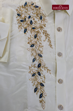 Luxury Aari Work Wedding Silk Dhoti Set (HandCrafted) -(DESPATCH TIME 15 DAYS) - Off White