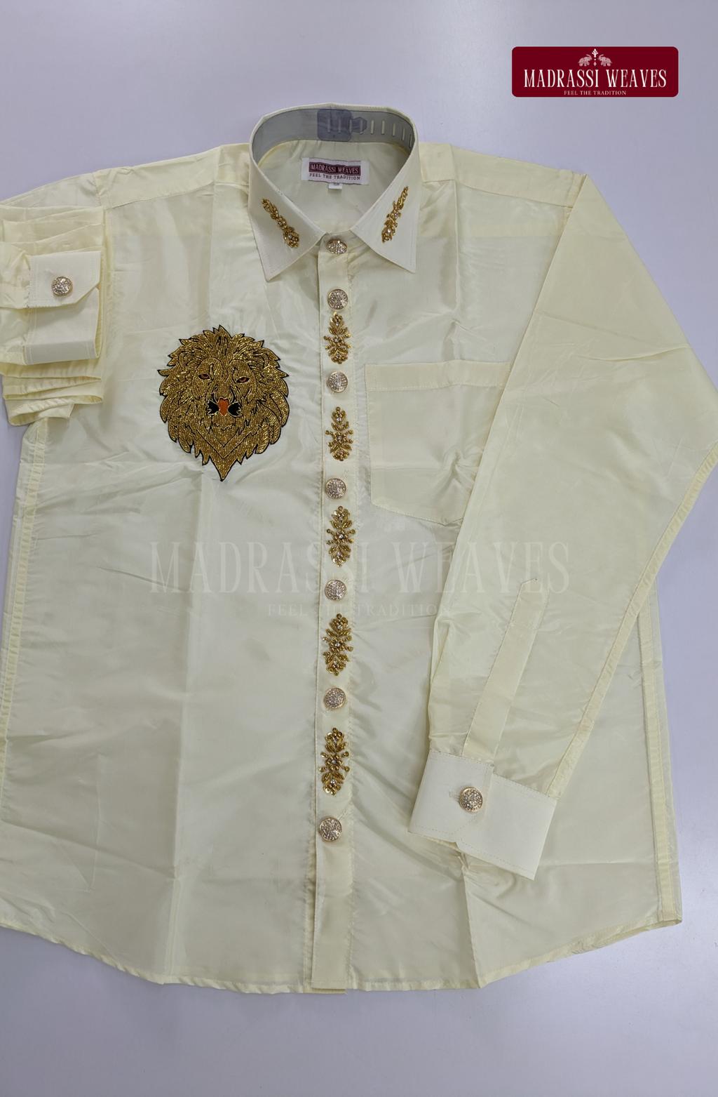 Luxury Aari Work Wedding Silk Dhoti Set (HandCrafted) -(DESPATCH TIME 15 DAYS) - Off White (Copy)