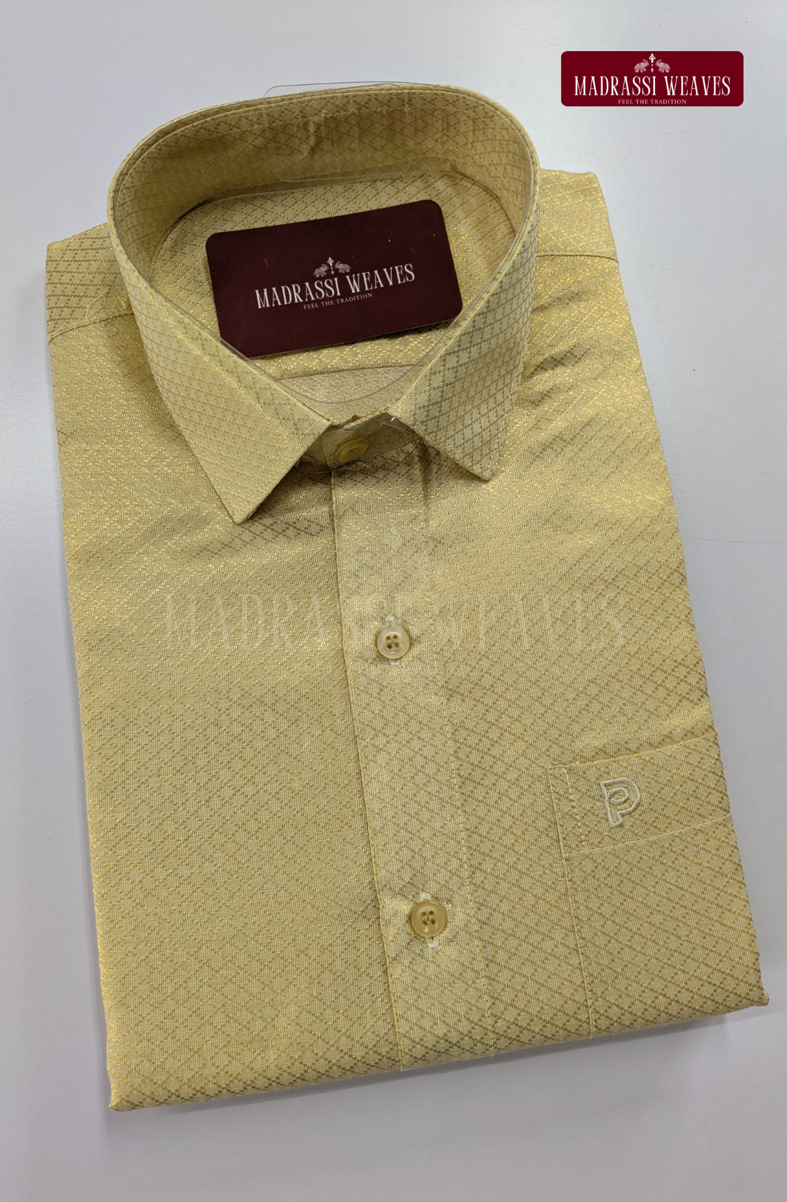 Premium Art Silk Tissue Brocade Dhoti Set- Gold Eye