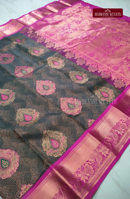 Grand Kanchi Semi Silk Sarees - Dark Green