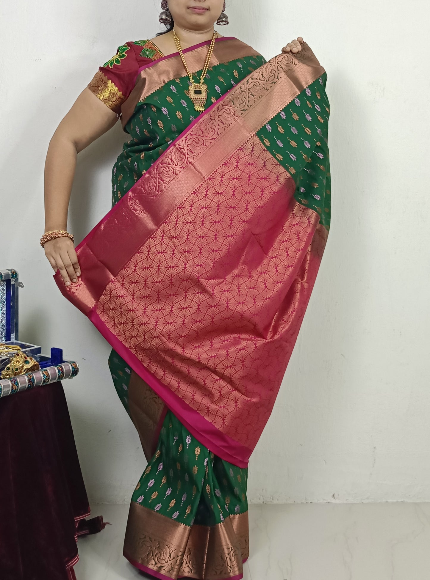 Kanchi Semi Silk Sarees - Green