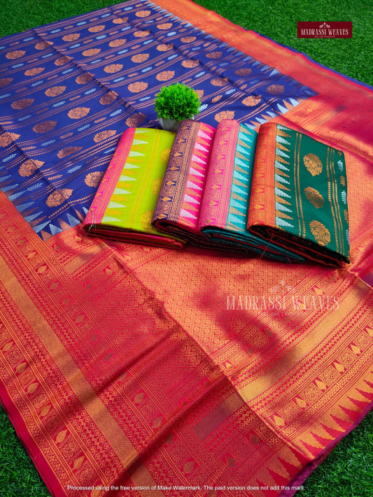 Premium Silver Zari semi Kanchi Soft Silk Sarees