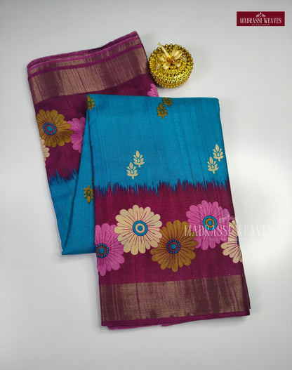 Trendy Floral Printed Soft Print Silk Sarees