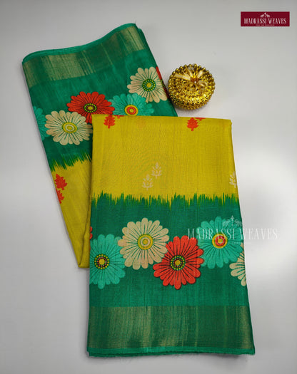 Trendy Floral Printed Soft Print Silk Sarees