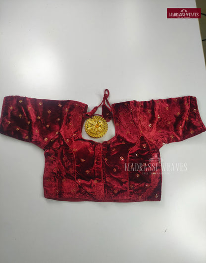 Velvet Readymade Adjustable Blouse with Lining