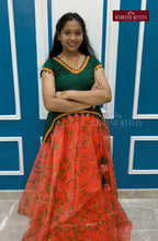 Indo-Western Party Wear  Girl's Skirt Set - Orange Orchid