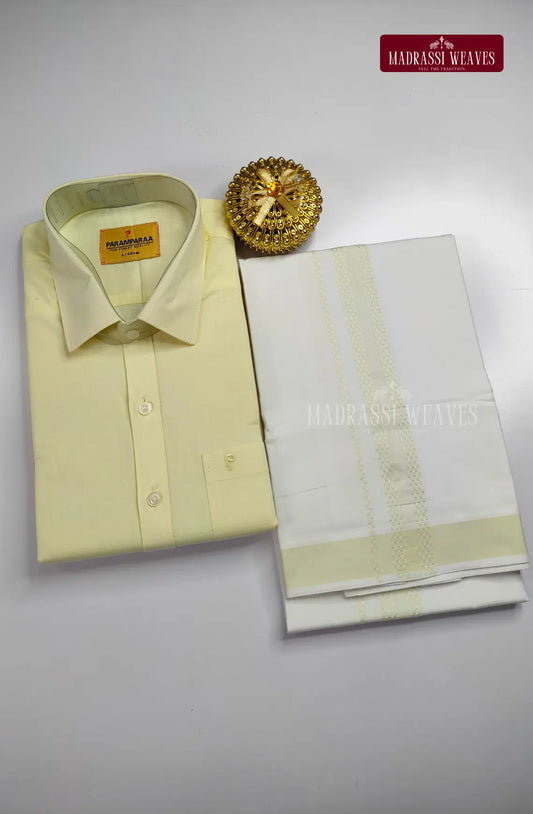 Indo Organic Men's Cotton Shirt And Dhoti Set - Sandal