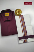 Indo Organic Men's Cotton Shirt And Dhoti Set - Wine