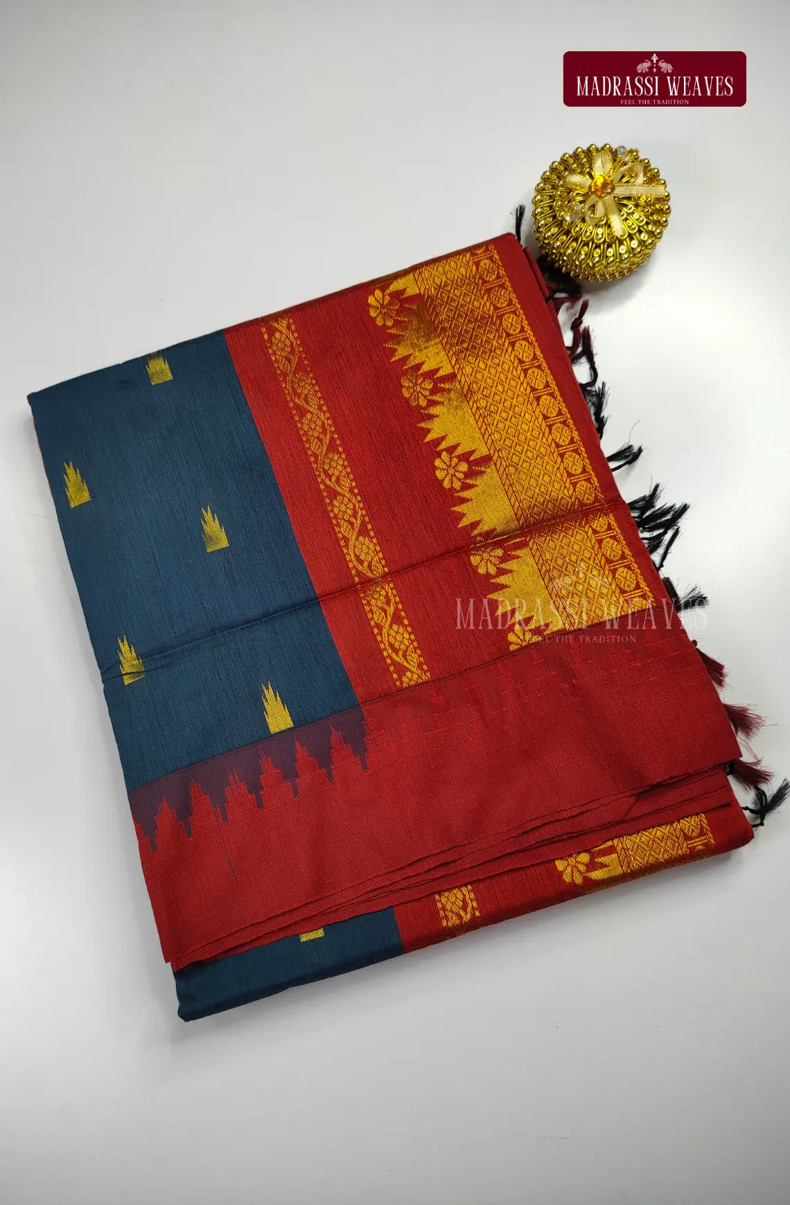 Kalyani Gadwal Gap Border Cotton saree - R.Blue