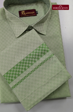 Wedding Zari Brocade Shirt and Dhoti Set  - Green