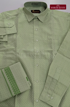 Wedding Zari Brocade Shirt and Dhoti Set  - Green