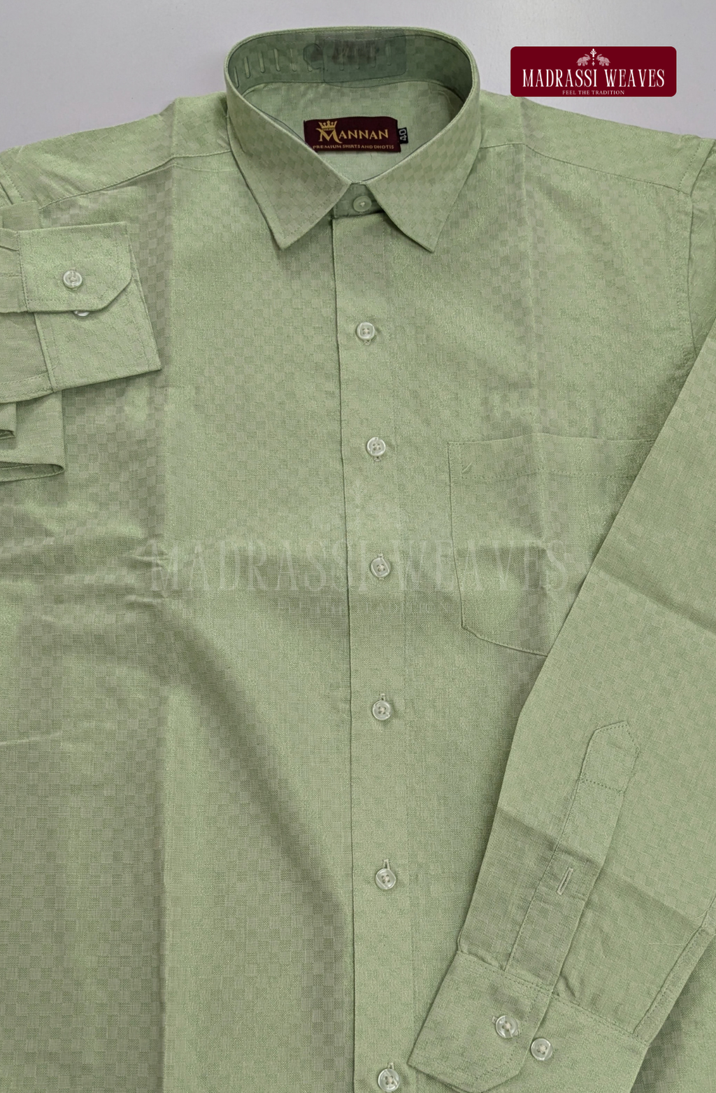Wedding Zari Brocade Shirt and Dhoti Set  - Green