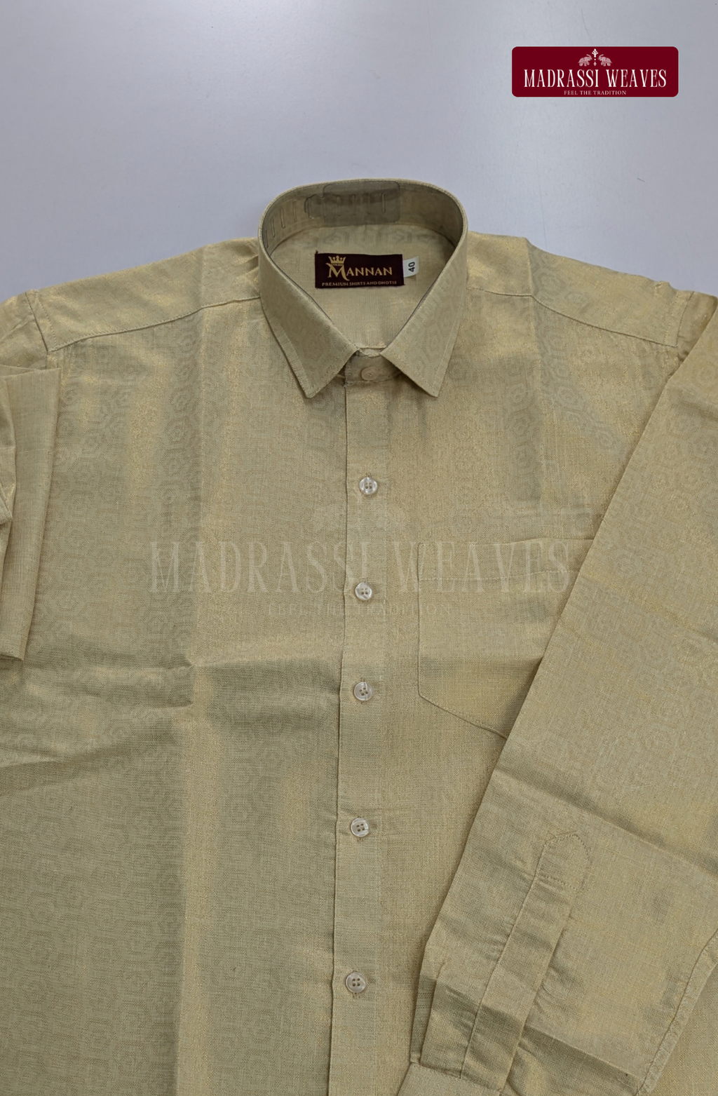 Wedding Zari Brocade Shirt and Dhoti Set  - Cream