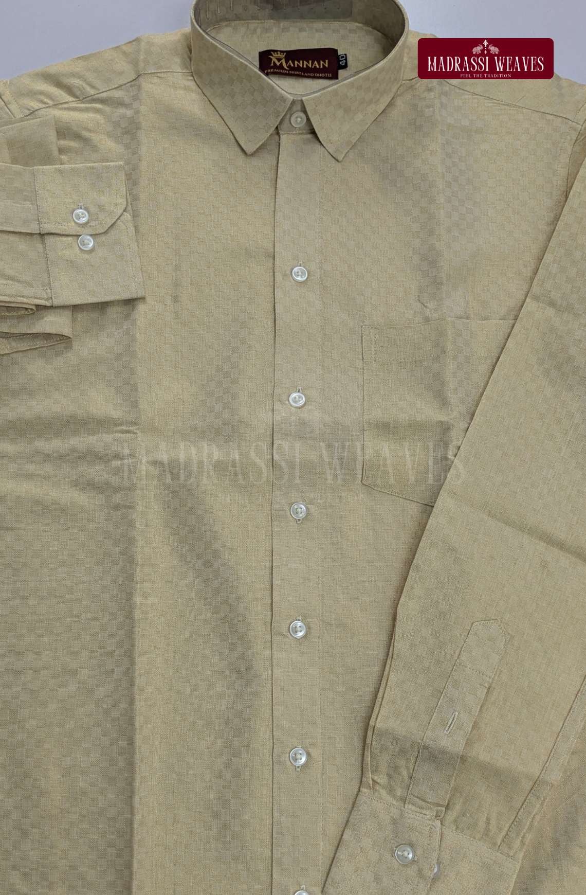 Wedding Zari Brocade Shirt and Dhoti Set  - Cream