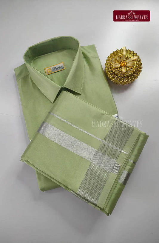 Kids Premium  Japan Art Silk Dhoti Set  - Marine Green