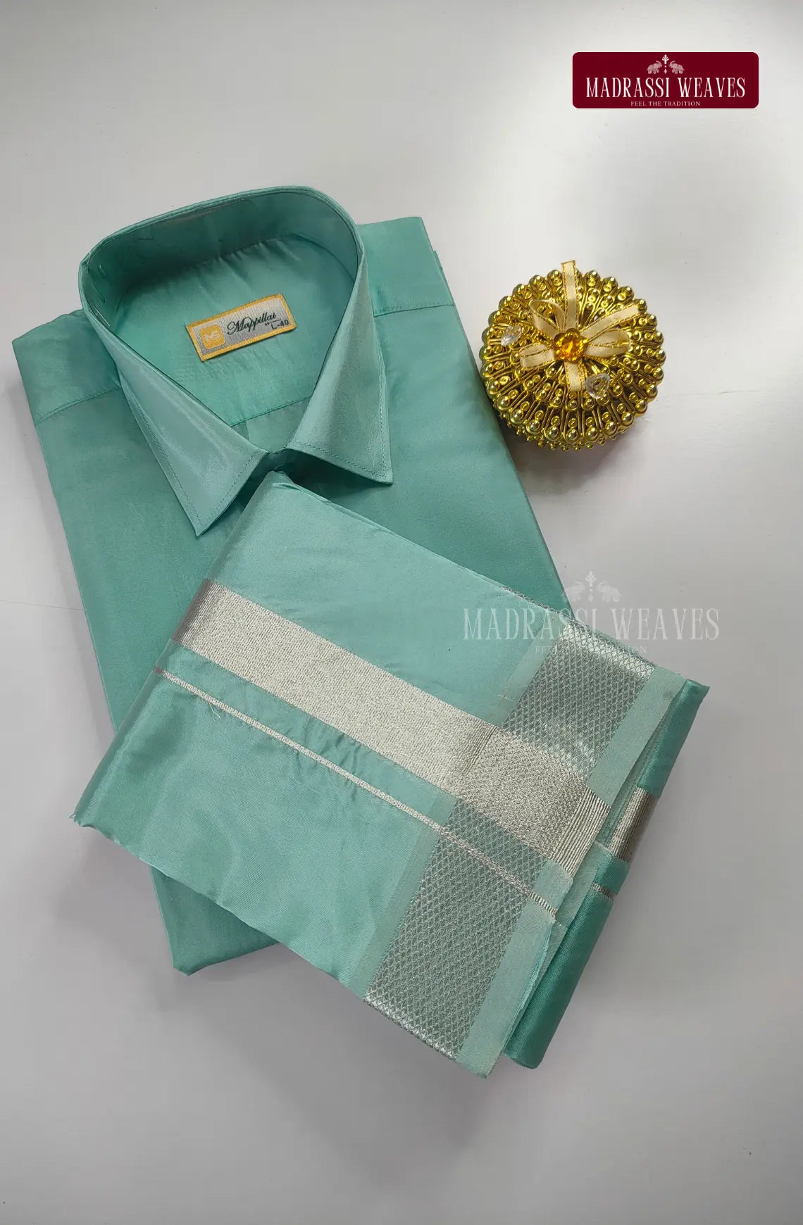 Kids Premium  Japan Art Silk Dhoti Set  - Pastel Rama