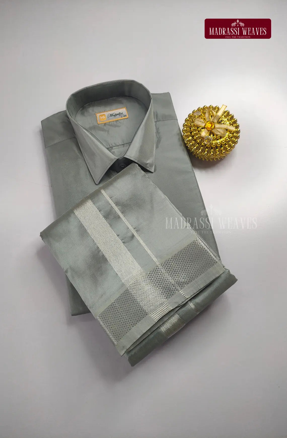 Kids Premium  Japan Art Silk Dhoti Set  - Steel Grey