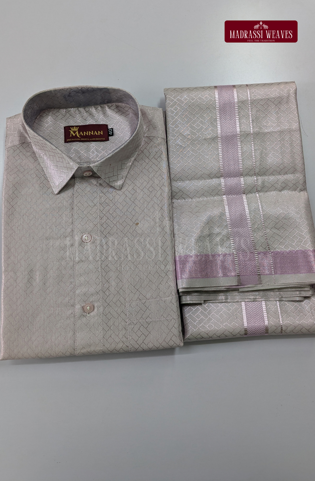 Premium Tissue Embossed Dhoti Set - Lavender