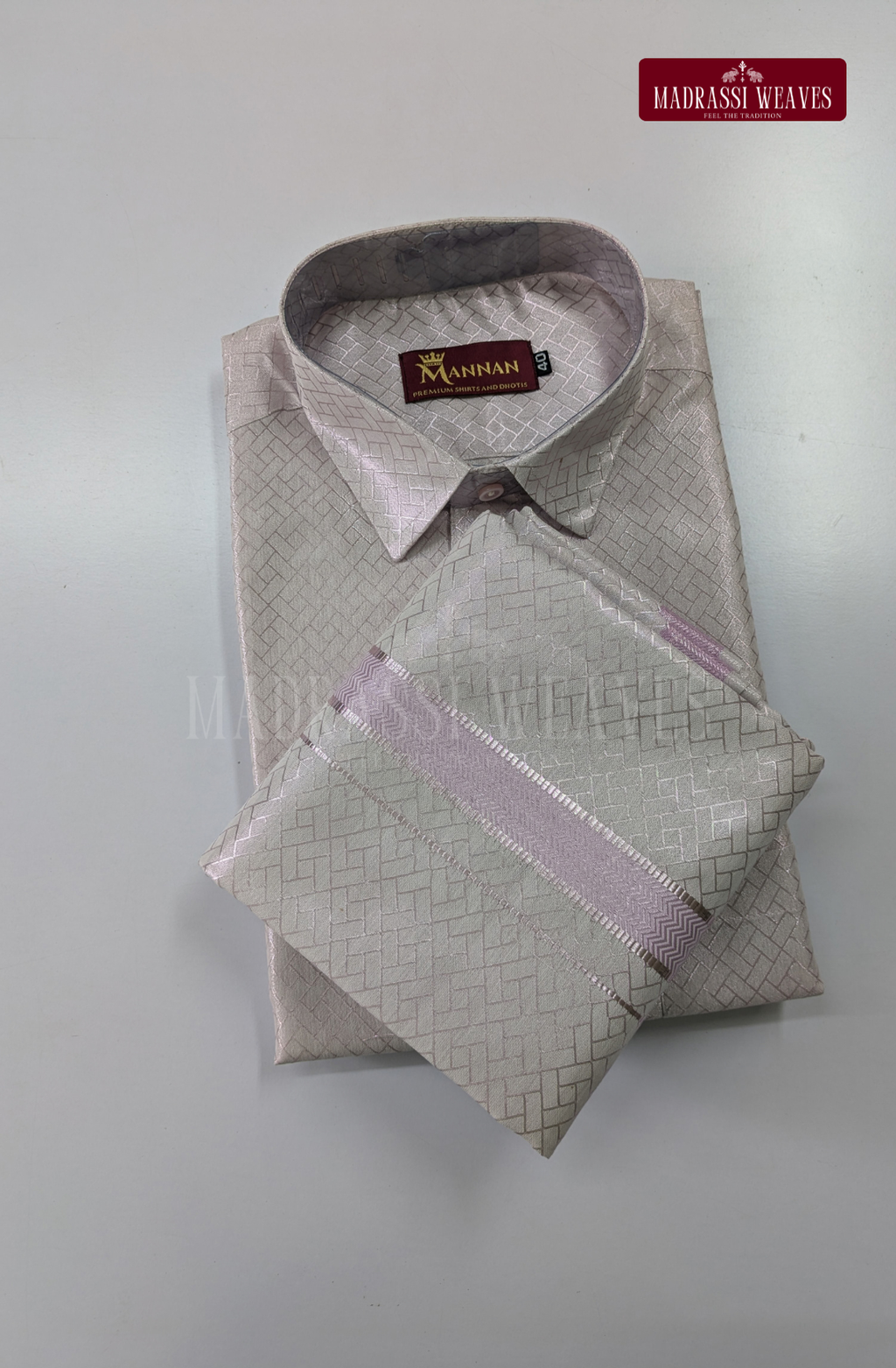 Premium Tissue Embossed Dhoti Set - Lavender