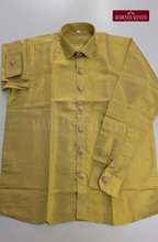 Premium Tissue Embossed Dhoti Set With Stone Buttons - Gold