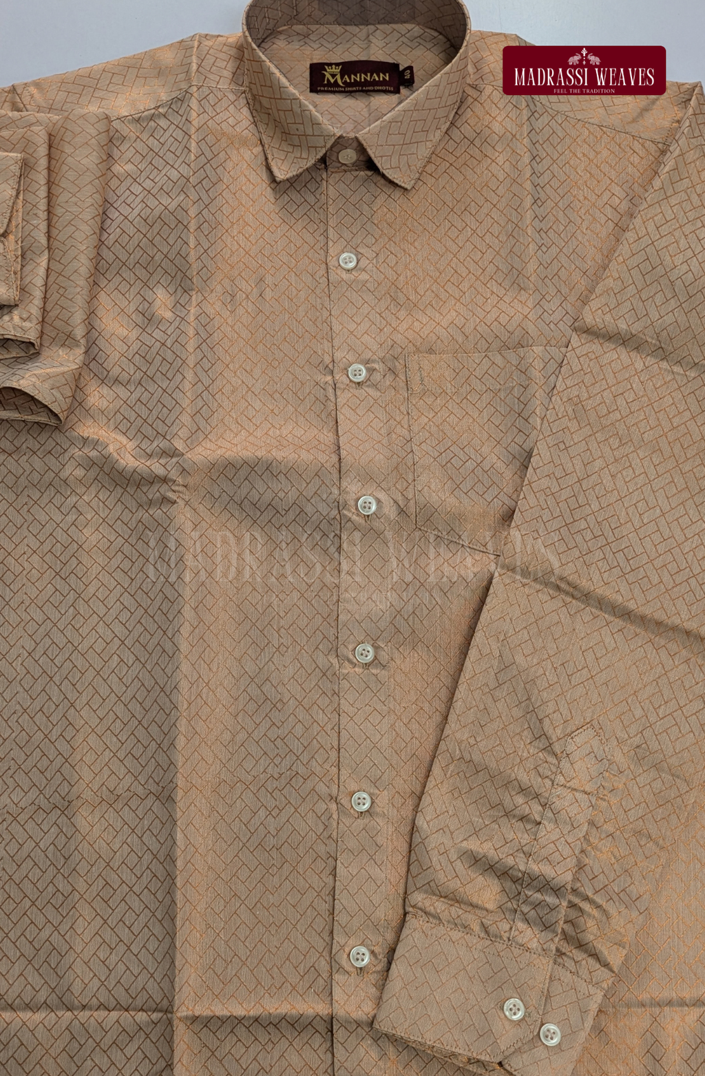 Premium Tissue Embossed Dhoti Set - Copper