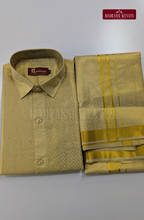 Premium Tissue Embossed Dhoti Set - Gold