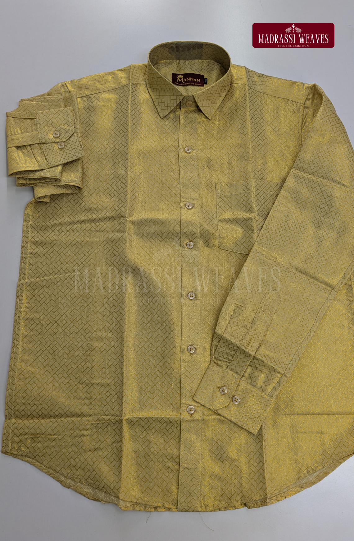 Premium Tissue Embossed Dhoti Set - Gold