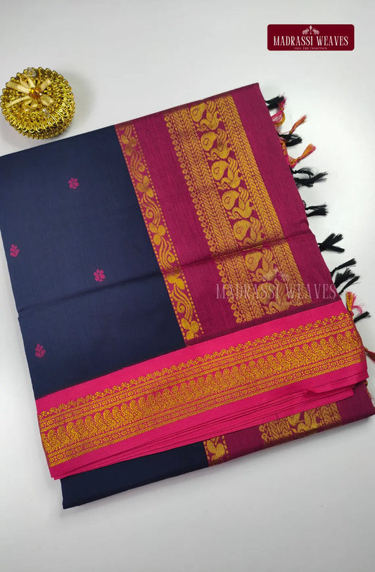 Kalyani Gadwal Thread Butta Sarees - Navy Blue