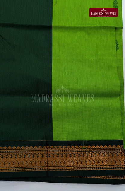 Premium Kalyani Gadwal Cotton Saree - Green