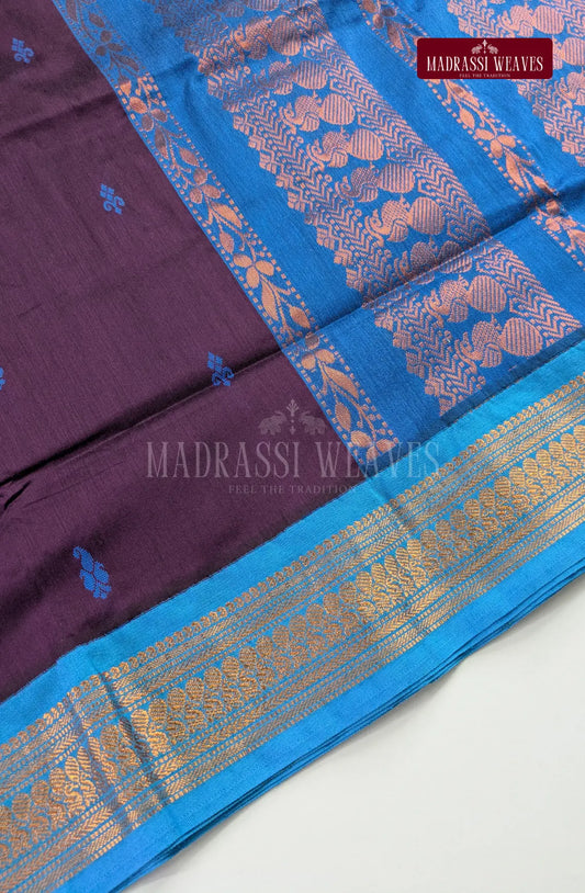 Premium Kalyani Gadwal Cotton Saree - Jamoon Fruit