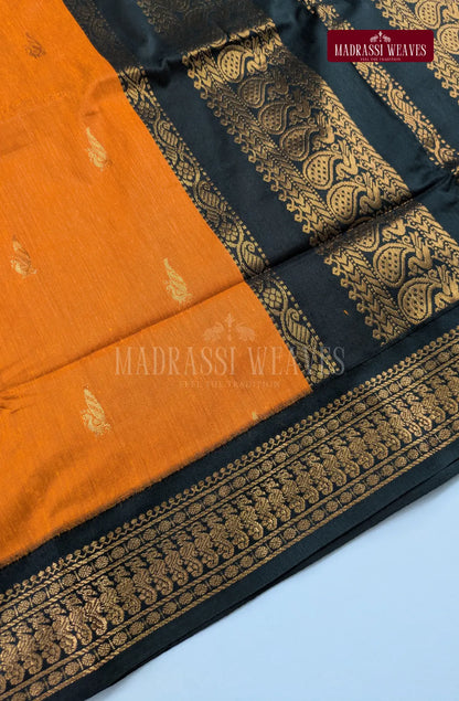 Premium Kalyani Gadwal Cotton Saree - Mango