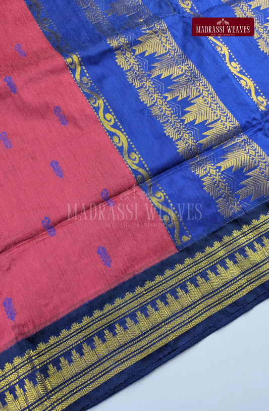 Premium Kalyani Gadwal Cotton Saree - Reddish Pink