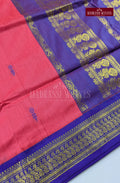Premium Kalyani Gadwal Cotton Saree - Reddish Pink