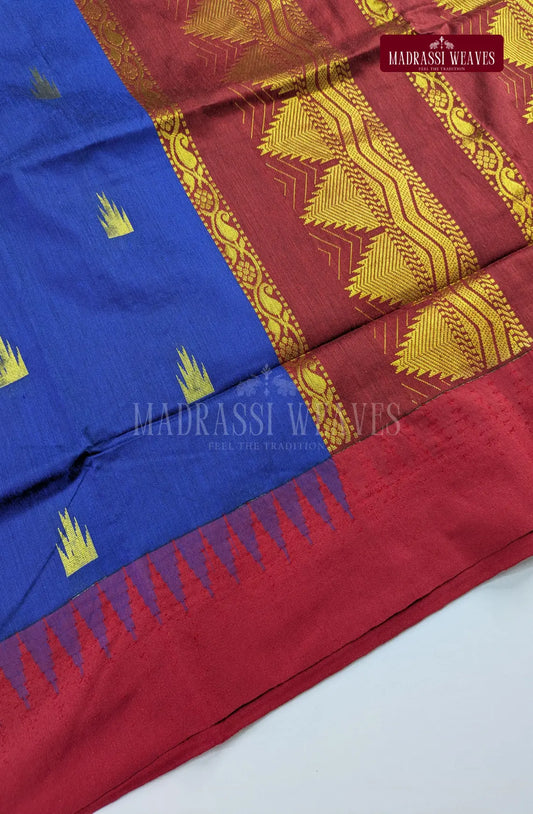 Premium Kalyani Gadwal Cotton Saree - Royal Blue
