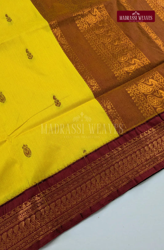 Premium Kalyani Gadwal Cotton Saree - Yellow