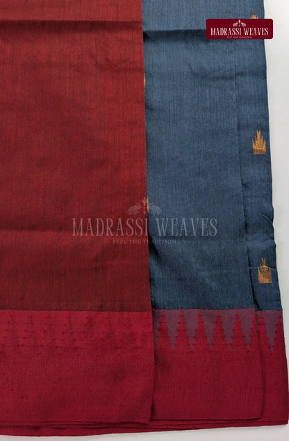 Premium Kalyani Gadwal Cotton Saree - Greyish Blue