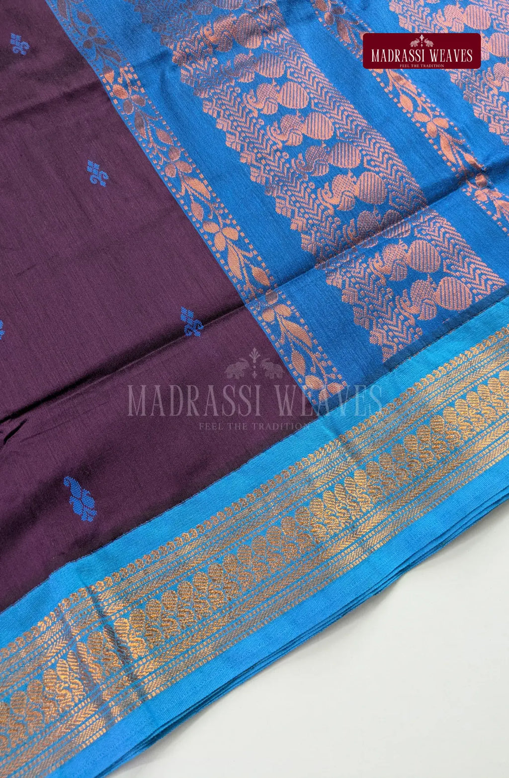 Premium Kalyani Gadwal Cotton Saree - Jamoon Fruit