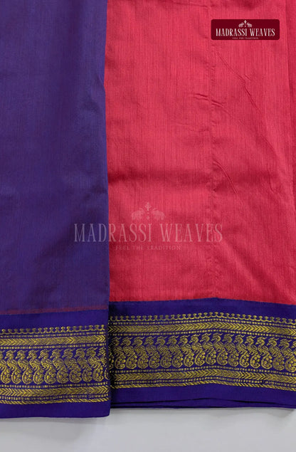 Premium Kalyani Gadwal Cotton Saree - Reddish Pink